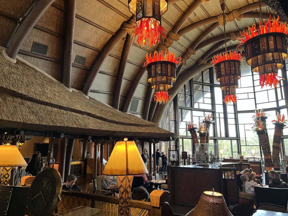 african themed restaurant bar and lobby in Animal Kingdom